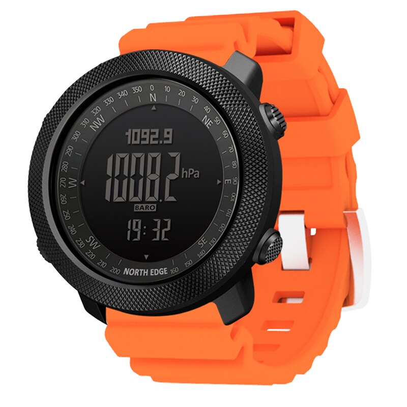Noord Rand Mannen Sport Horloges Hoogtemeter Barometer Kompas Thermometer Stappenteller Wereldtijd Horloges Digitale Running Wandelen Horloges: APACHE Rubber Orange