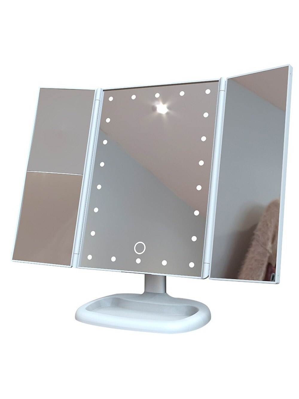 LED Body Infrared Sensor Cosmetic Mirror 2X3X Magnification Three-sided Folding Toilet Mirror Touch Sensor Mirror Customization