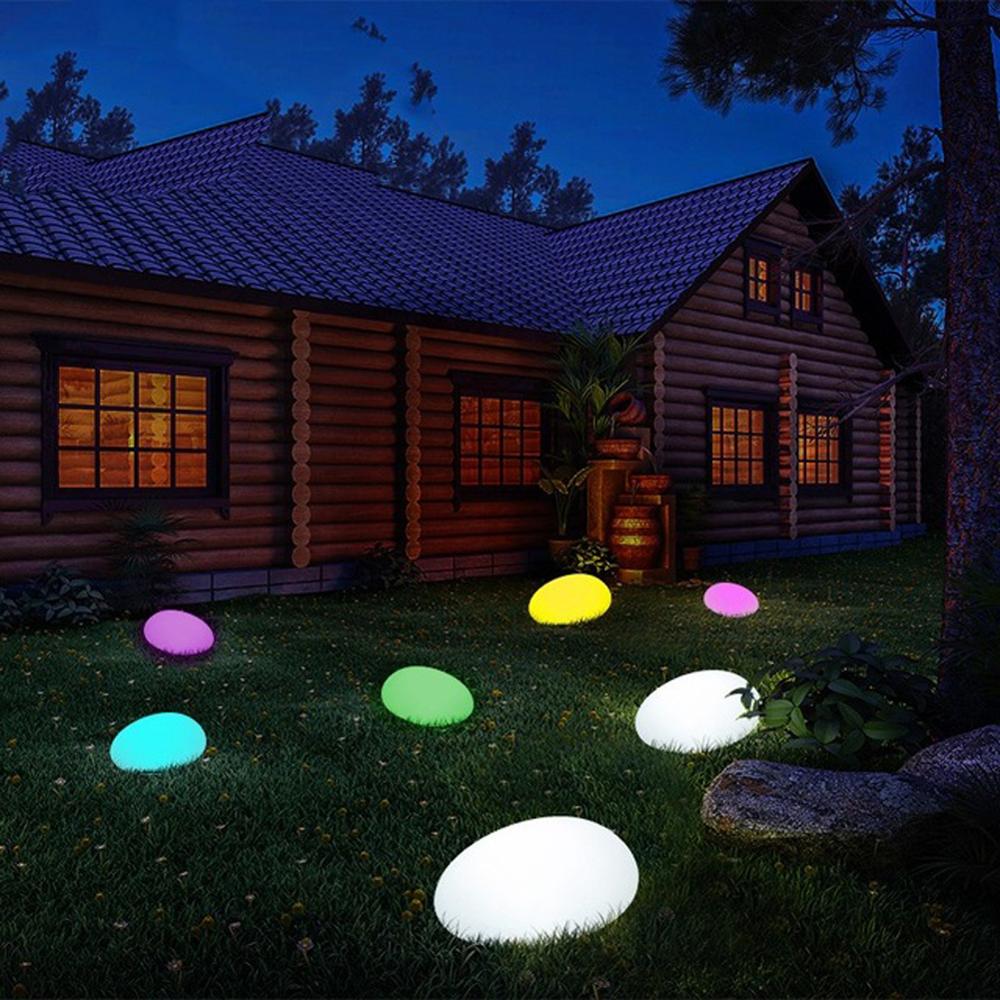 Solar Garden Lights, Glow Cobble Stone Shape Outdo... – Grandado