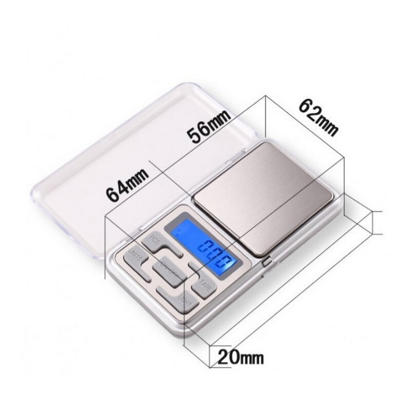 Mini digivaaka 100/200/300/500g 0.01/0.1g korkean tarkkuuden taustavalaistu sähkötasku korulle grammapaino keittiöön