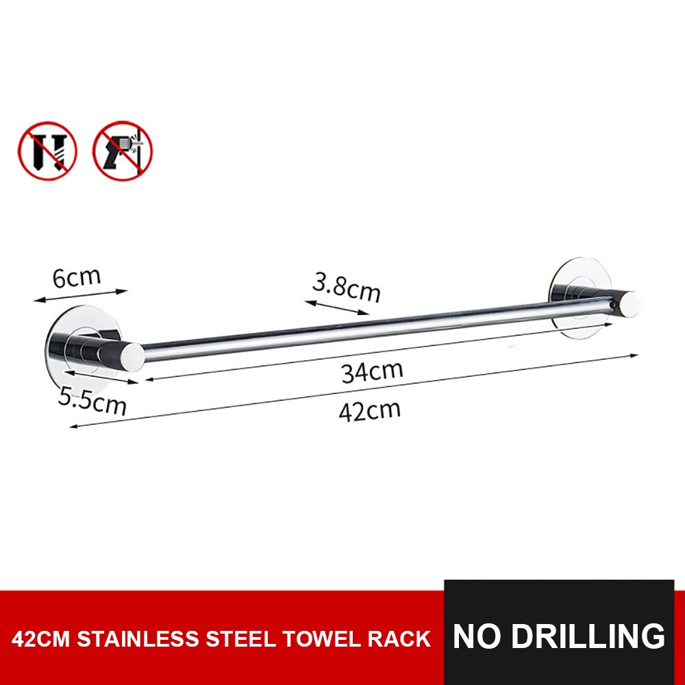 Bathroom Wall Mounted Towel Rack Double Towel Holder Rail Stainless Steel Storage Rack Kitchen Organizer Bathroom Accessories: 42cm single bar