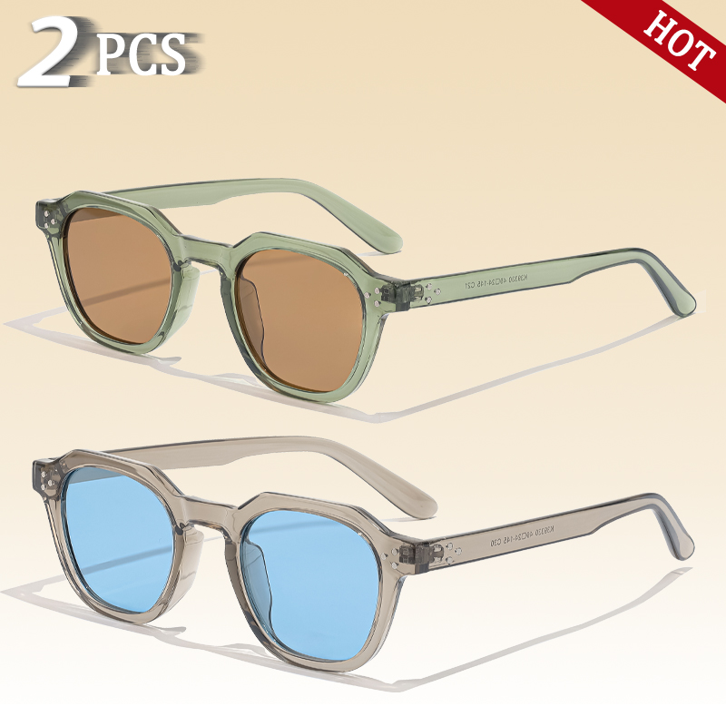 CATERSIDE gafas de sol polarizadas Retro para hombre, gafas de sol poligonales ultraligeras TR90 con montura UV400, gafas de viaje de para exteriores: Rojo