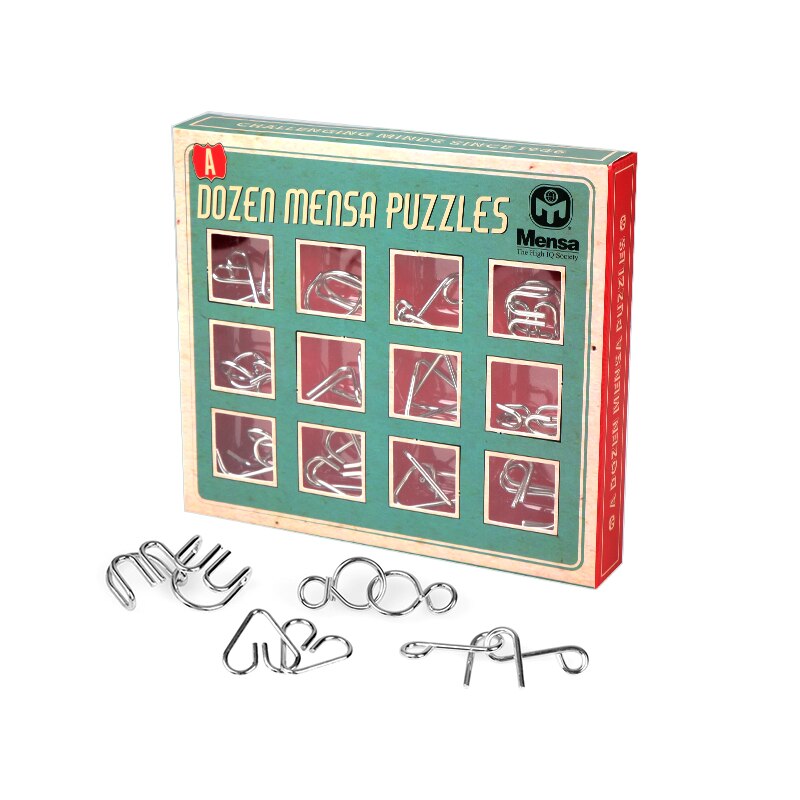 Mensa Dozen Mensa Puzzles Metal Wire IQ Wire Brain Teaser Game Educational Toys: Default Title