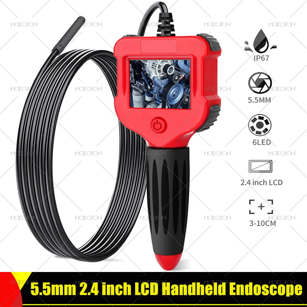5.5mm 2.4 inch LCD Screen HD Handheld Endoscope Camera Car Sewer Video Inspection Digital Borescope Snake Cable Tube Endoscopy: 1m