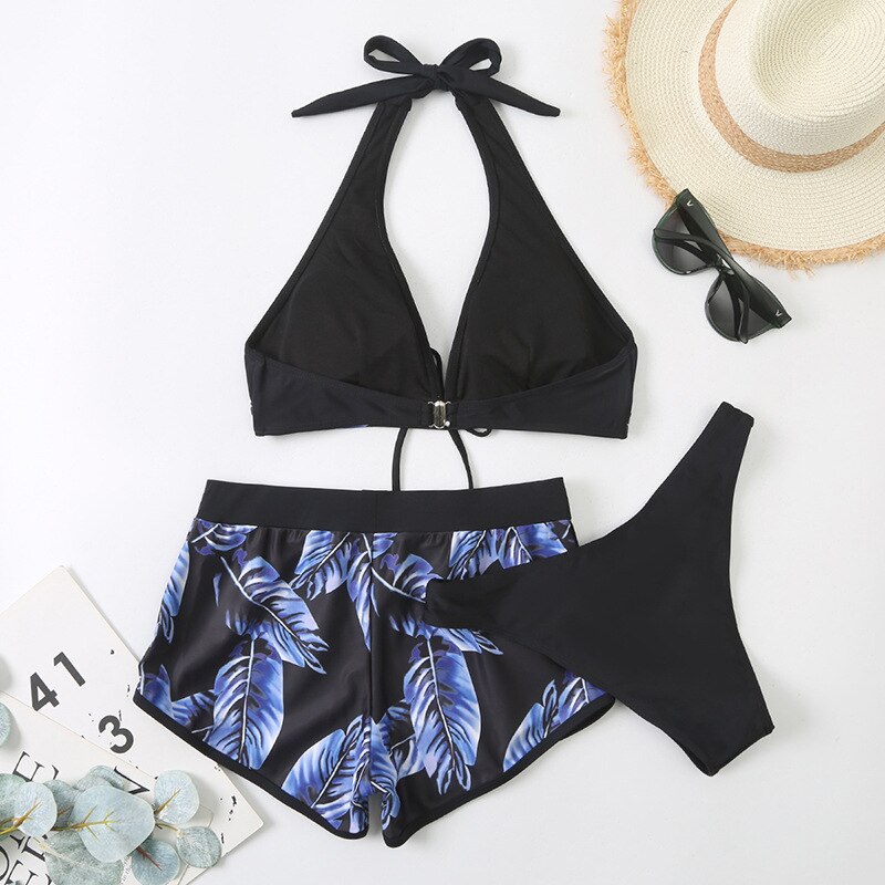 2022 Dames Badpak Bikini Badpak Plus Size Badmode Badpakken 3 Stukken Zwemmen Korte Pak Vrouwen Strand Strand Shorts: Royal Blue / L