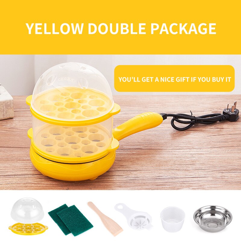 Mini Fried Eggs Artifact Non-Stick Electric Frying Pancake Egg Inserted Cooker Frying Double-layer Food Steamer Electric Pan: I