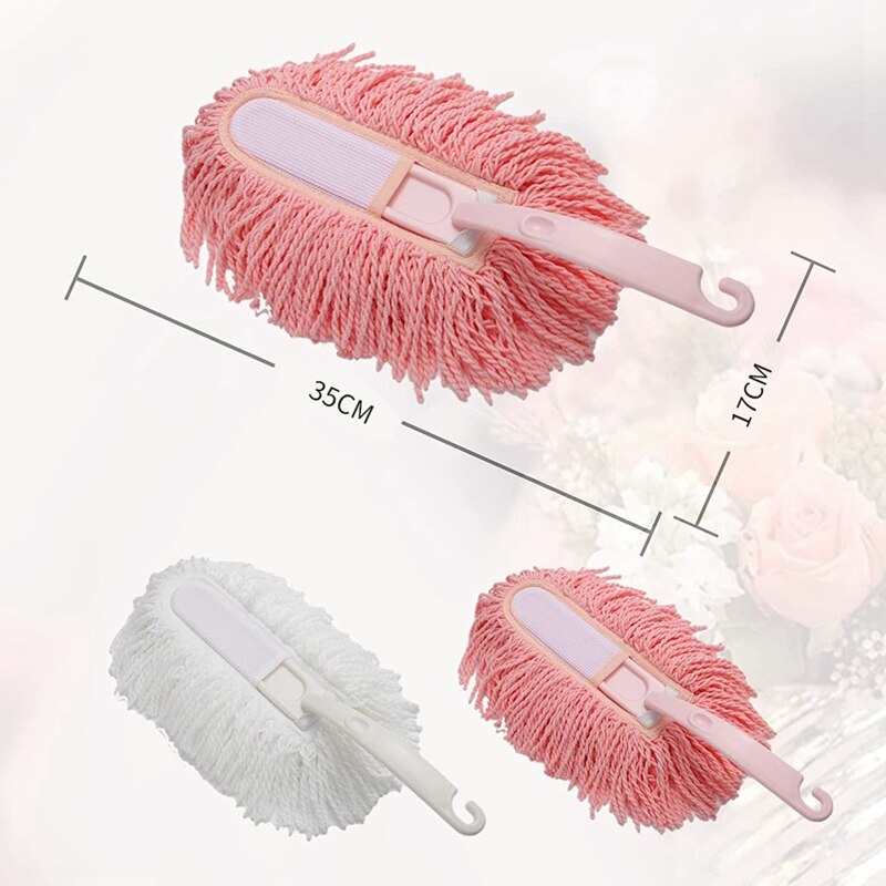Plumeau à plumes rose et blanc réutilisable, pour le nettoyage des crevasses et des meubles, dépoussiérage électrostatique, 2 pièces
