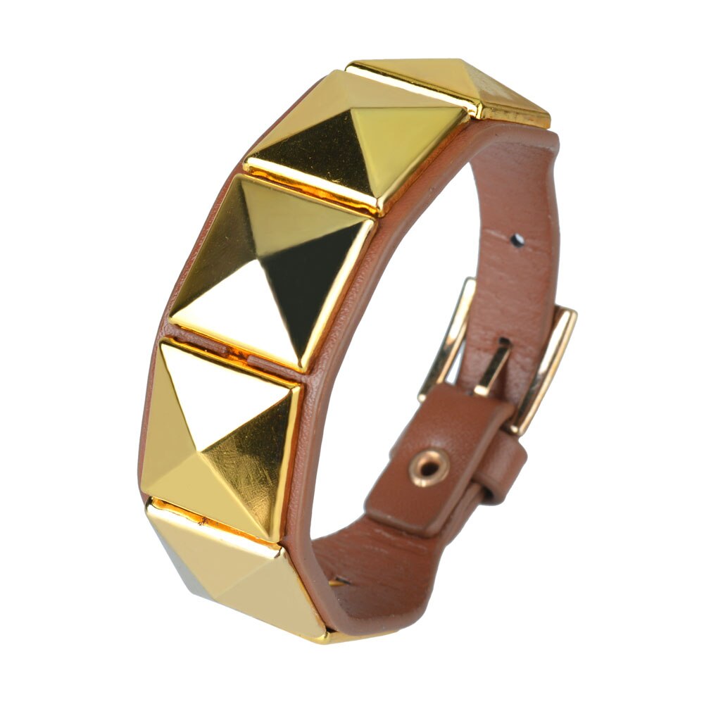 Kirykle Gold nieten Punk pyramiden-Armbinde aus kunstleder mit nieten für damen