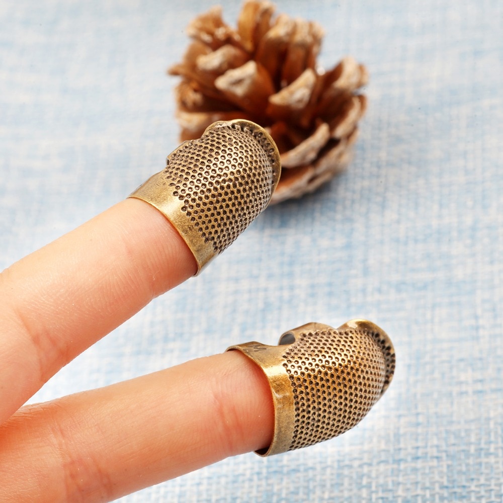 Vintage Gold Finger Protector Naald Vingerhoed Antieke Ring Handworking Metalen Stiksels Gereedschap DIY Ambachten Naaien Accessoires