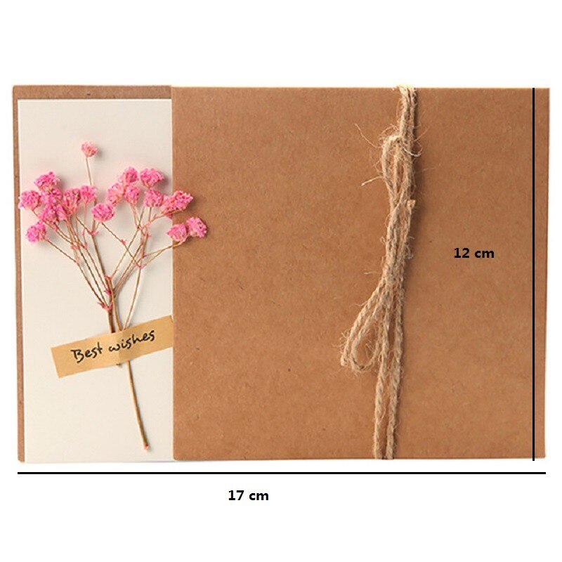 1Pack 17*12cm Kraft leer getrocknete blumen Geburtstag Karte für Weihnachten hochzeit einladung karte grußkarten mit sonnenblume Rose