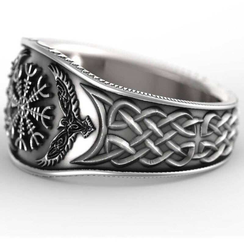 Legend Virgin Keltische Kompas Vintage 925 Zilveren Heren Ring Sieraden
