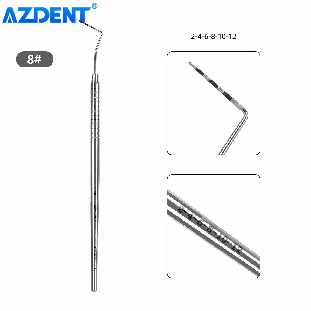 AZDENT Tandheelkundige Parodontale Sonde Schaal Sonde Rvs Instrument Endodontische Sonde 1/2/3/4/5/6/7/8 # Desinfectiehulpmiddelen: YELLOW