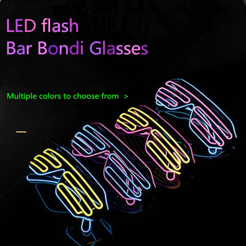 Dubbele-gekleurde Knipperende Lenzenvloeistof Party Wire LED Light Bril Halloween Fluorescerende Lichtgevende Gloeiende Glazen Feest Decoraties