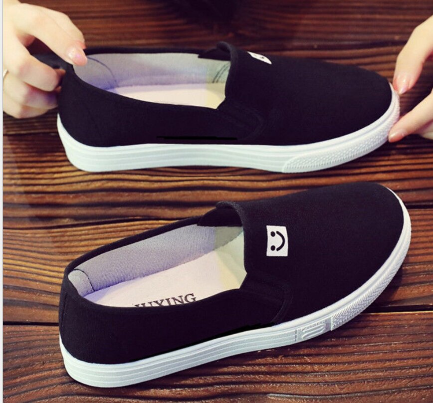 Respirant femmes baskets toile chaussures femme chaussures plates chaussures blanches noir chaussures décontractées dames mocassins chaussures