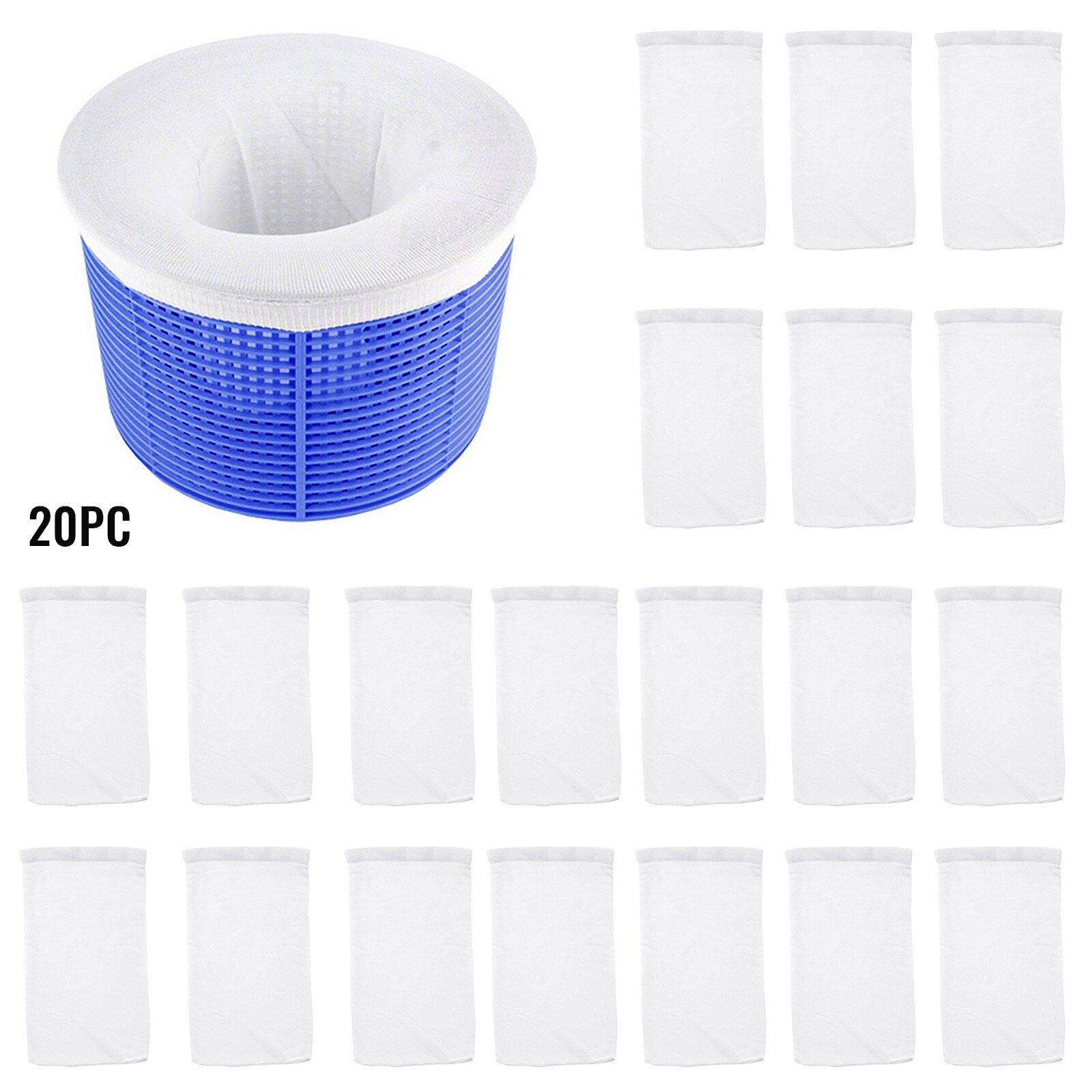 30Pcs Zwembad Skimmer Sokken Tubs Herbruikbare Verwijdert Puin Fijnmazig Nylon Zwembad Filter Sokken Mand Mouw Skimmers Wit Zwembad supply