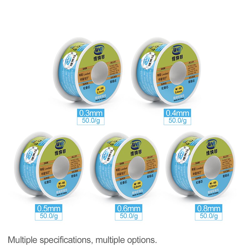 50g De Fil De Fer à Souder Bobine 0.3/0.4/0.5/0.6/0.8mm Sn63 % Pb37 % de Soudure De Plomb D'étain de Soudure De Fil De Soudure De Fil D'étain