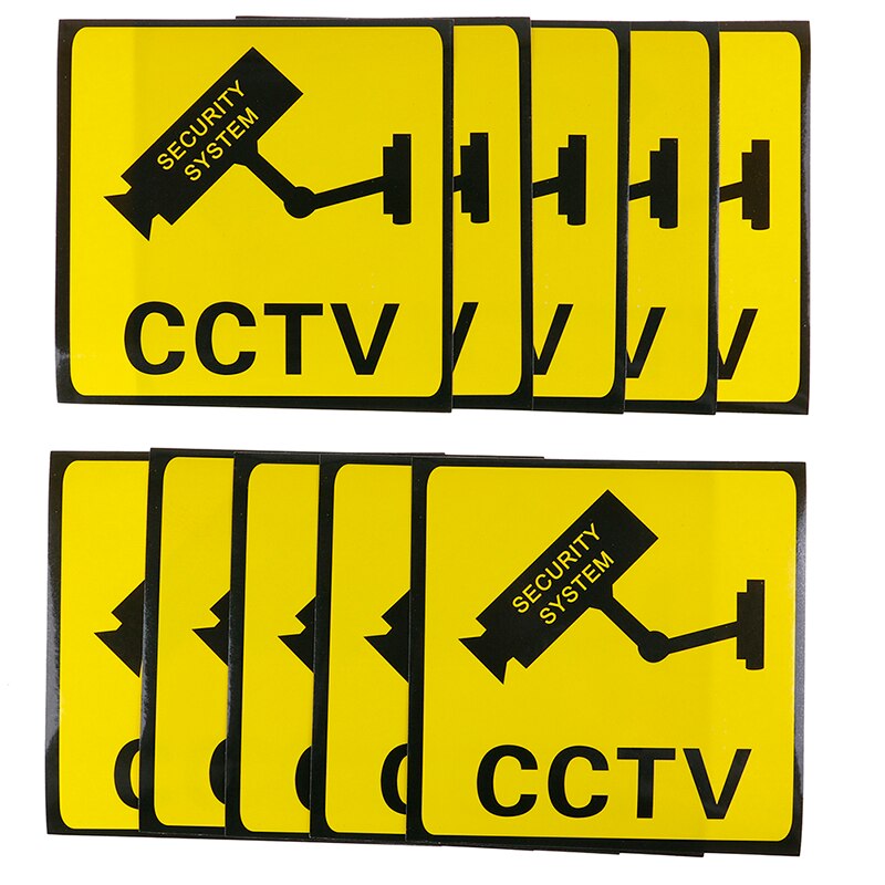 10 Pcs 11X11 Cm Waarschuwing Sticker Monitoring Waarschuwing Sign Beveiliging Waarschuwing Labels Video Camera Alarm Sticker Mark