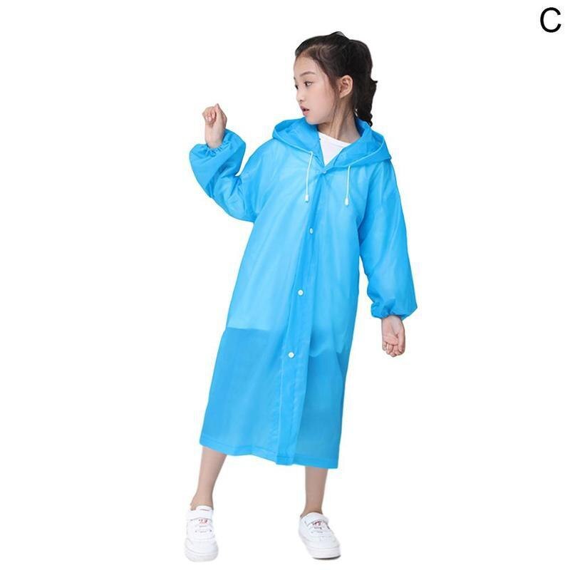 Crianças capa de chuva capa de chuva capa de poncho meninas meninos à prova dwaterproof água capas de chuva transparente descartável impermeável crianças casaco: Blue