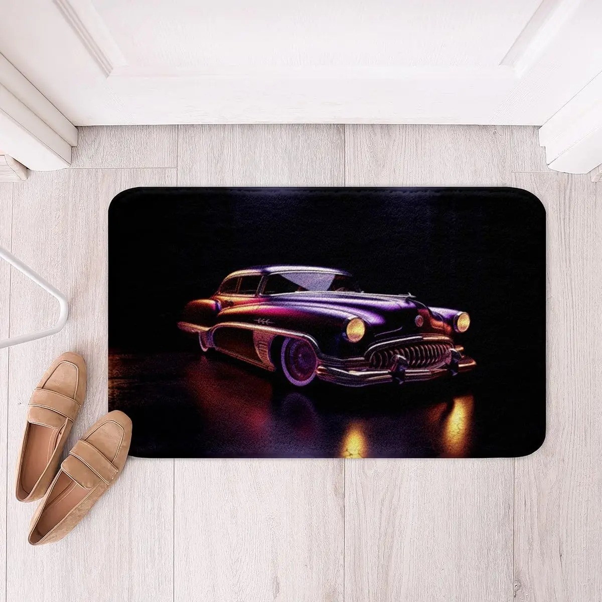 Vivid Cherry Bathroom Rug Delicious Fruits Pattern Entrance Floor Mat Bathroom Absorbent Foot Door Mat Decoration: 1 m2 / Navy Blue