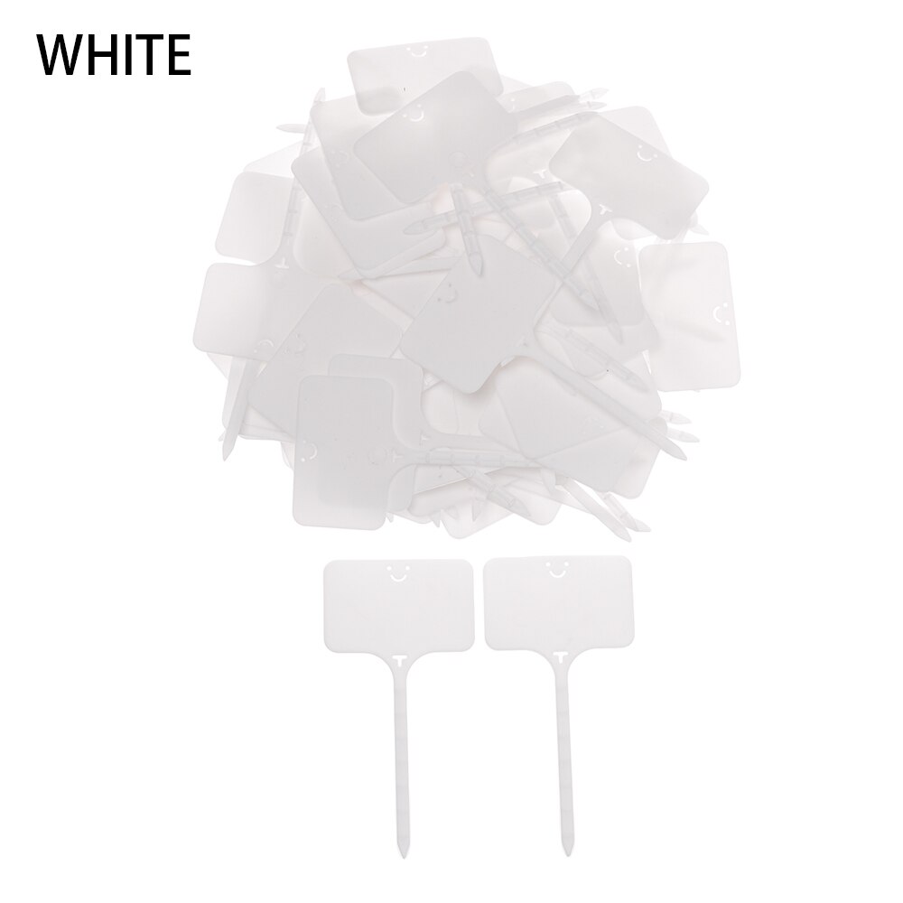 100pcs T Shape Garden Labels Gardening Plant Classification Markers Sorting Seedling Tags Greenhouse Nursery Pots Writing Plate: White