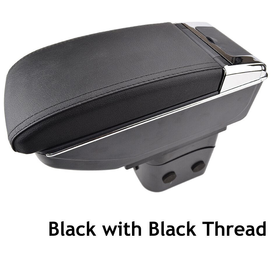 Black Center Console Opbergdoos Lederen Dual Layer Armsteun Armsteun Ondersteuning Voor Chevrolet Cruze: Black Thread