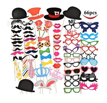 Photo Booth Party Set Avec Lunettes, Moustache, Chapeaux Et Lèvres Pour