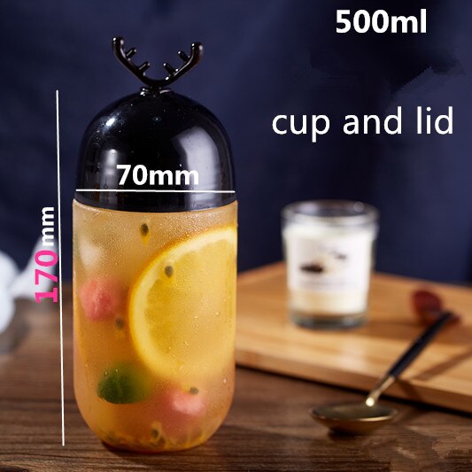 10 Stuks Transparante Wegwerp Melk Thee Cup Party Verjaardag Gunst 500 Ml Leuke Koffie Sap Koud Drankje Plastic Bekers met Deksel