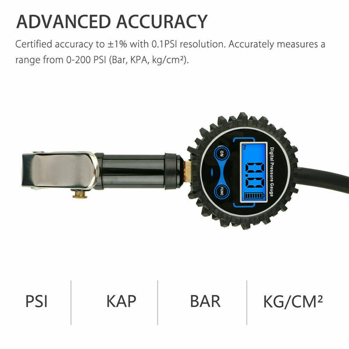 LCD Digital Tire Inflator Pressure Gauge Air Compressor Pump Quick Connect Coupler for Car Truck Motorcycle 200 PSI
