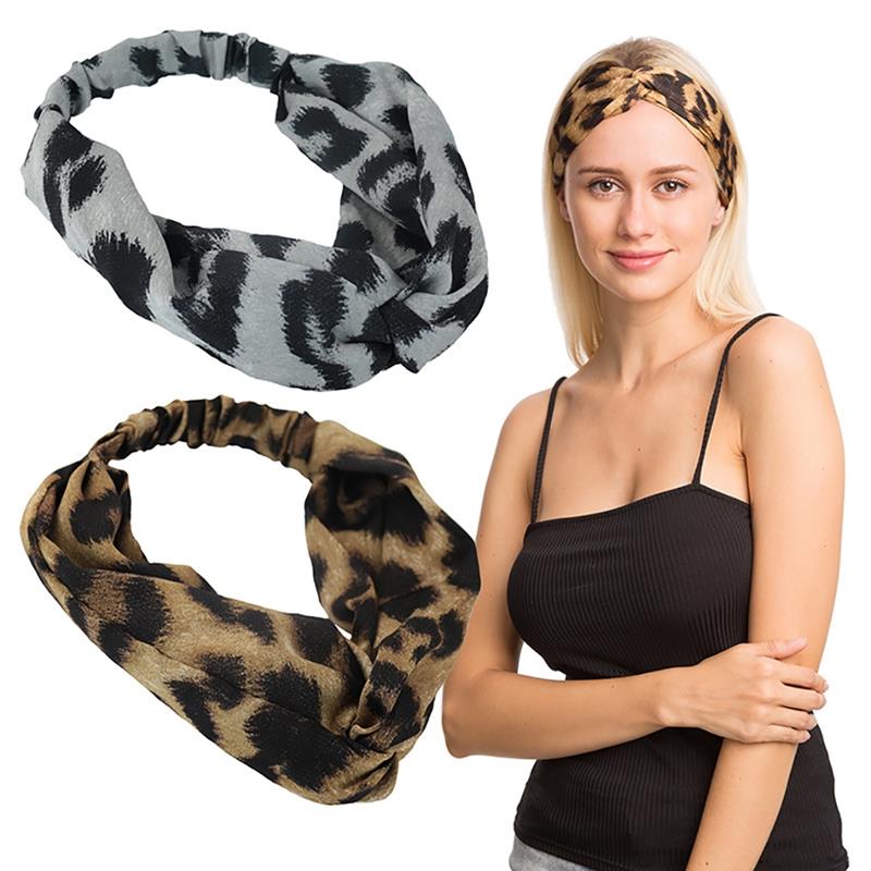 Haarband Haar Band Quer Knoten Leopard Druckkopf wickeln Elastische Headwrap Für Frauen Haar Zubehör