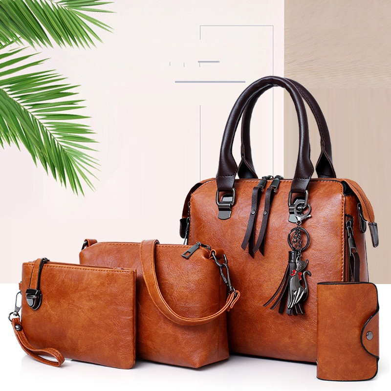PUIMENTIUA 4 pièces/ensemble sacs à main de luxe femmes couleur unie sac à main femme sac à bandoulière voyage Shopping dames sac à bandoulière
