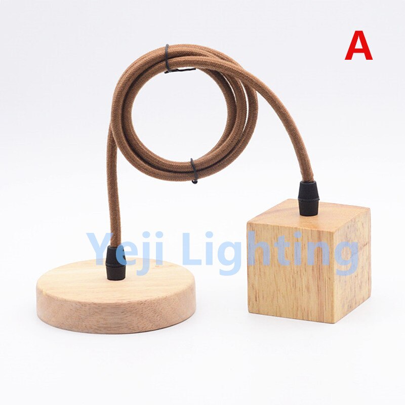 Hout lamp base houten plafond rose luifel met gevlochten kabel Moderne plafond plaat met E27 lamp houder voor led hanger lamp: A