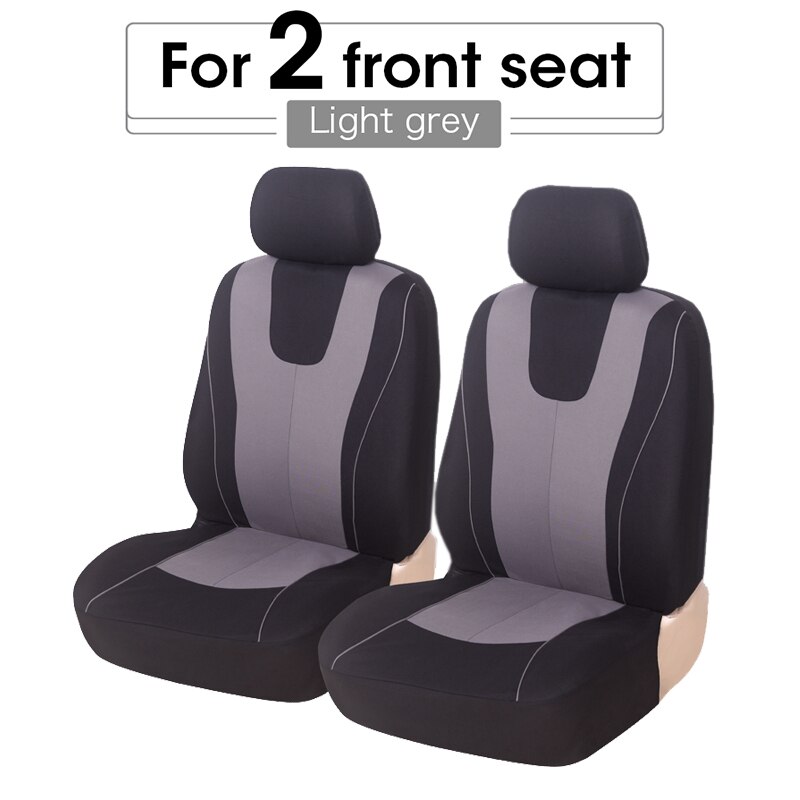 Universal Blue Car Seat Cover Polyester Fabric Protect Seat Covers: 2 pcs gray front