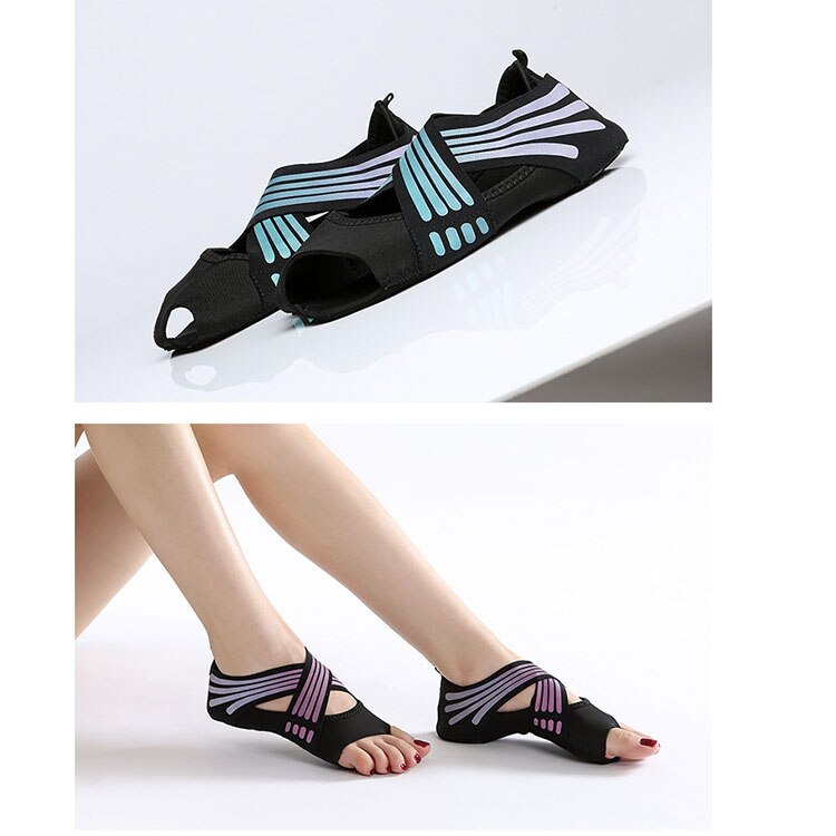Cross Half Toe Yoga Training Shoes Anti Skid Yoga Shoes Silicon For Pilates Barre dance