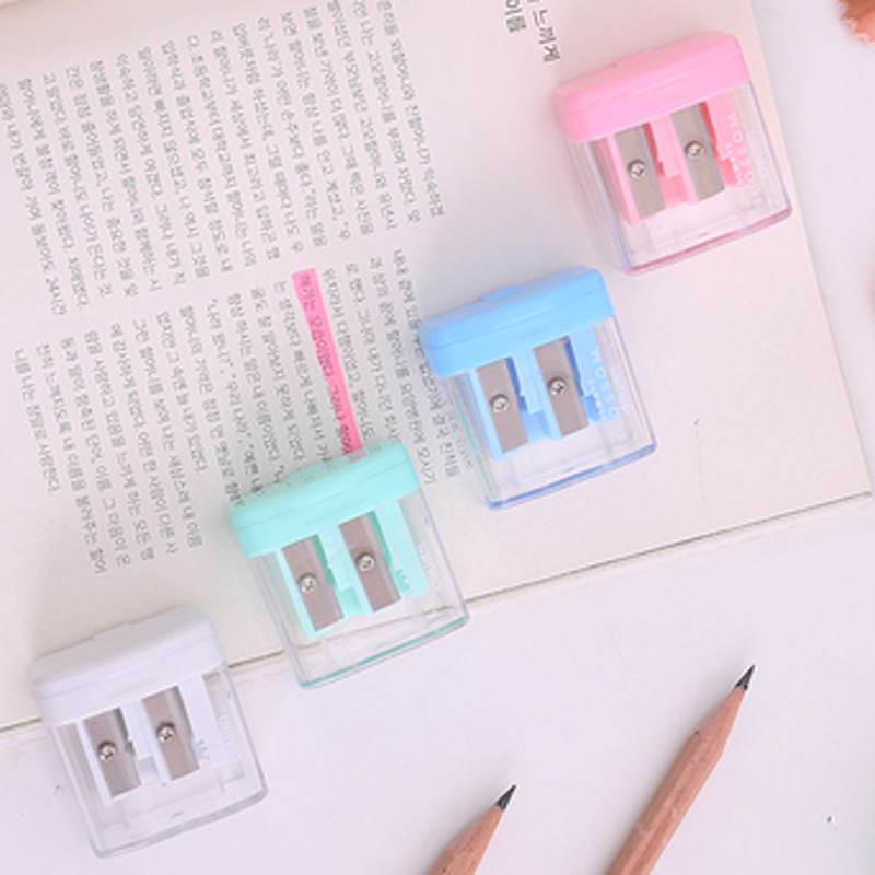 Doppel Löcher Bleistift Spitzer Süssigkeit Farbe transparent Standard Bleistift Schneiden Maschine Schüler Liefern Schule Büro Schreibwaren