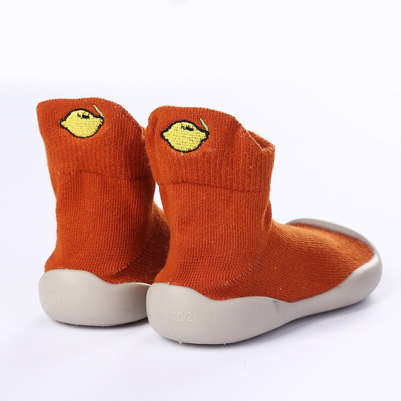 Baby Shoes First Shoes Cute Fruit Embroidery Toddler Shoes First Walker Boys Girls Soft Rubber Sole Kids Anti-Slip Booties: Orange / 14.5cm Inside 24-25