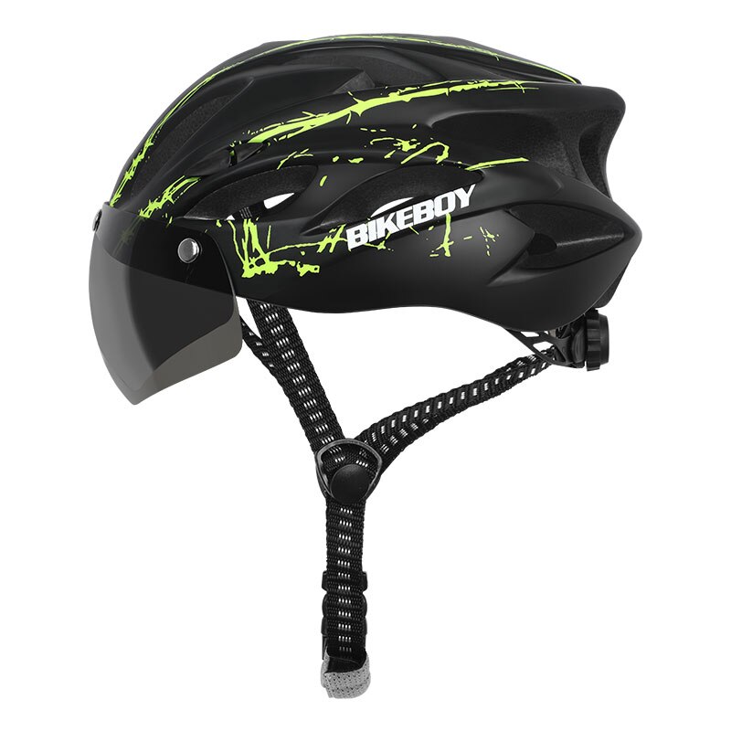 Bikeboy Fietsen Helm Met Bril Ultralight Mtb Fietshelm Mannen Vrouwen Mountain Road Casco Sport Specialiced Fietshelmen: black green 1 lens
