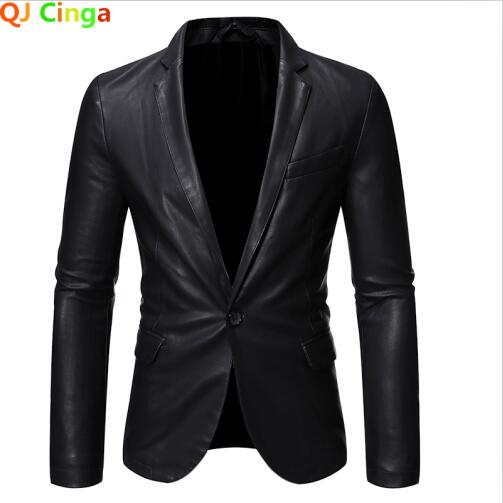 Veste en cuir PU noir pour homme, Blazer végétalien à la , Slim Fit, automne: Asian 2XL is Eur L