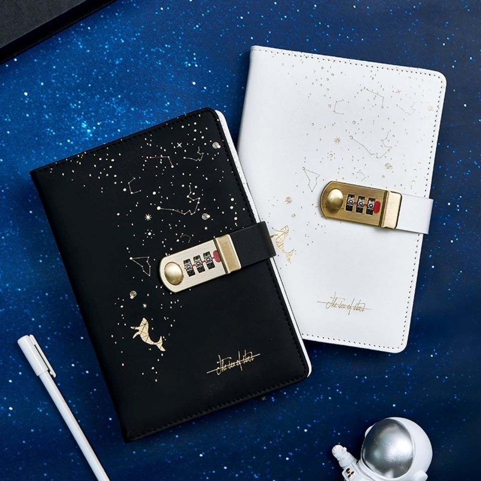 Livre de code planète cosmique avec serrure, carnet rétro pour étudiants, bloc-notes pour garçons