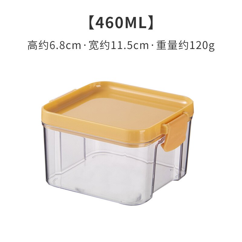 Food Storage Container Kitchen Gadgets Storage Refrigerator Box Multigrain Storage Tank Transparent Sealed Cans 700/950/1300ML: 460ml-yellow