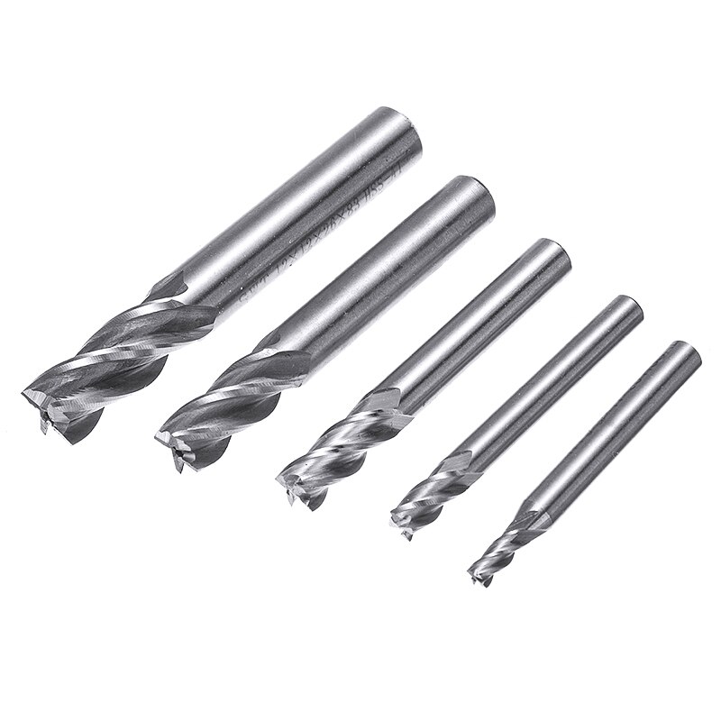 5 st 4 flöjt raka änden skaft ändfräs set hss cnc fräs för trä metall aluminium skärverktyg 4/6/8/10/12mm