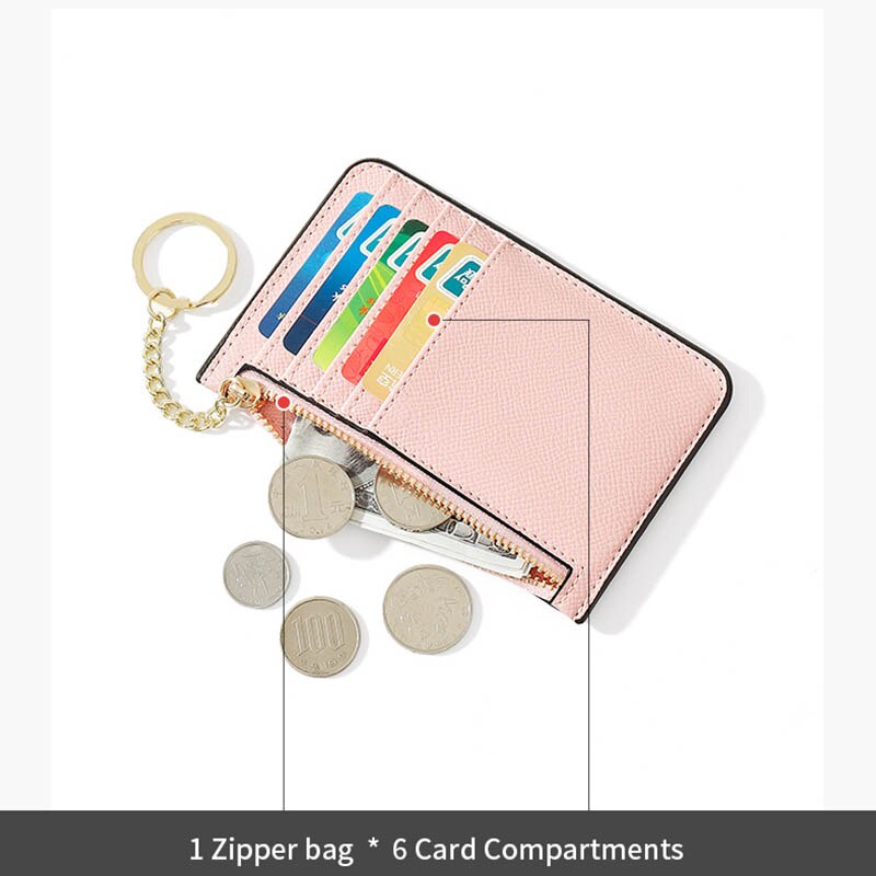 Effen Kleur Kaarthouder Voor Vrouwen Super Dunne Kleine Vrouwelijke Portemonnee Pu Lederen Mini Zaken Id Credit Card Case Vrouwen sleutelhanger