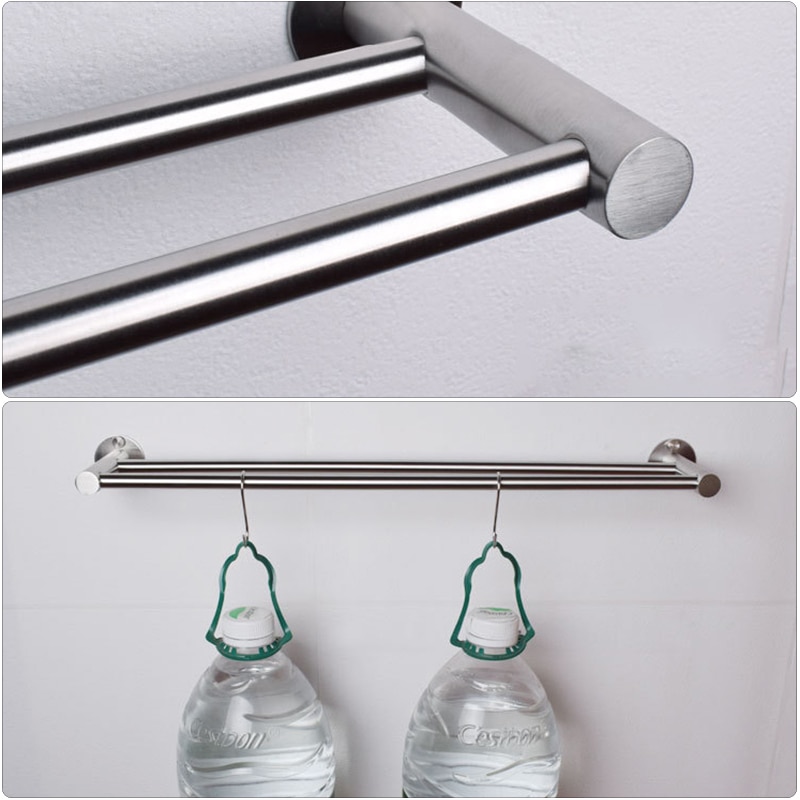 Toallero de baño fijo de acero inoxidable, barra de toalla de baño, colgador de toalla montado en la pared, gancho individual, toalleros dobles