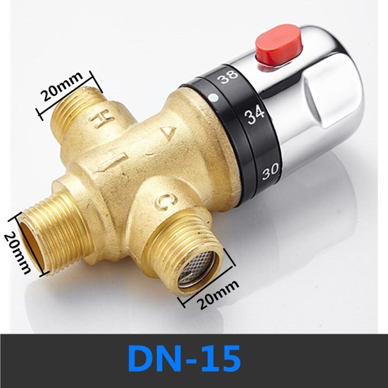 DN15 Brass Thermostatic Mixing Valve Constant Water Temperature Shower Faucet Valve Bathroom Kitchen Tap Valve Accessories: DN15 brass color