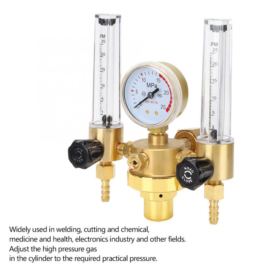 Dubbele Buis Argon Regulator Gas Drukregelaar Argon Regulator G5/8 Voor Lassen Snijden Gas Druk Drukregelaar