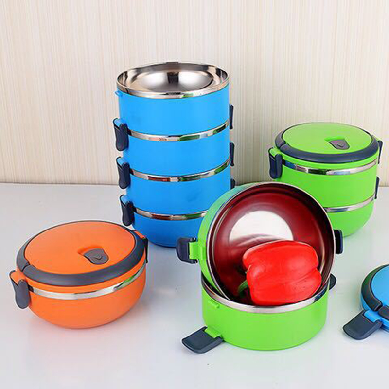 Stainless Steel Lunch Box Outdoor Thermos Vacuum Insulated Food Flask Box Portable Student Food Container 15*8.5cm