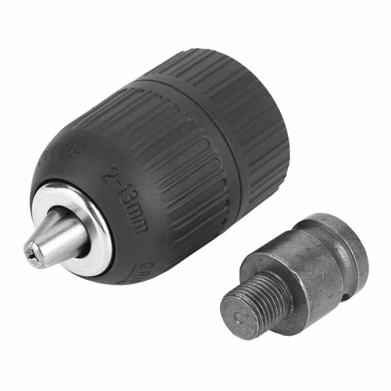 2pc Black High Speed Steel Keyless Electric Drill Chuck With Adapter 50mm Tools