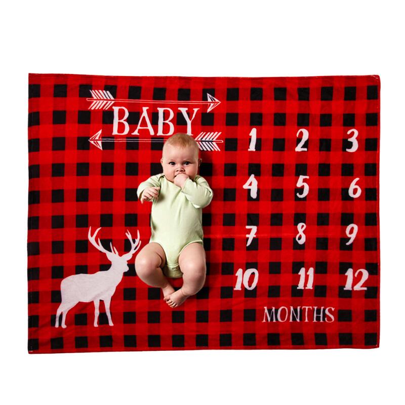 Zachte Flanellen Deken Gedenkteken Foto Achtergrond Baby Photo Props Baby Maandelijkse Groei Milestone Deken Warmswaddling Wrap