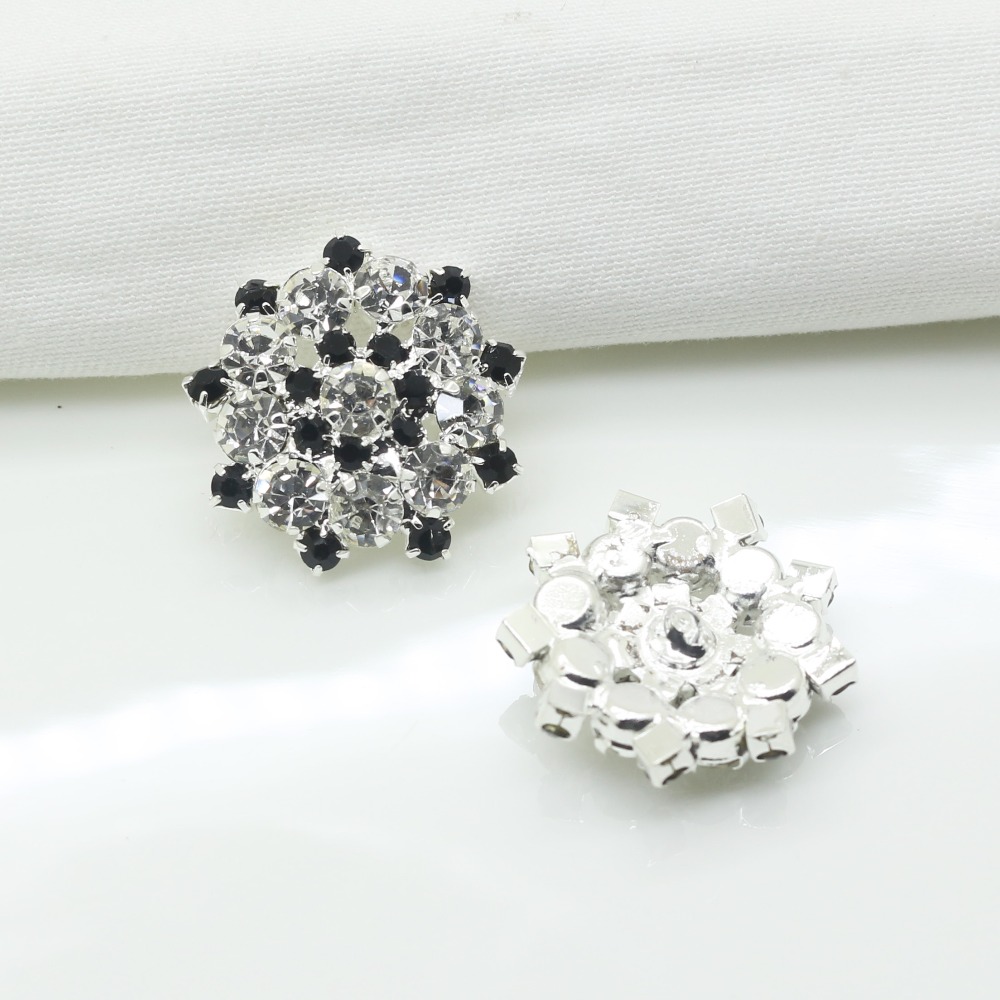 10 st/lot 22mm silver metallknappar diamant strass knapp diy för bröllop dekoration sömnad kläder knappar