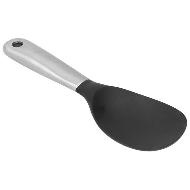 Stainless Steel Silicone Rice Spoon Non-Stick Pan Rice Serving Spoon with Hanging Hole Kitchen Tool Western Dinnerware
