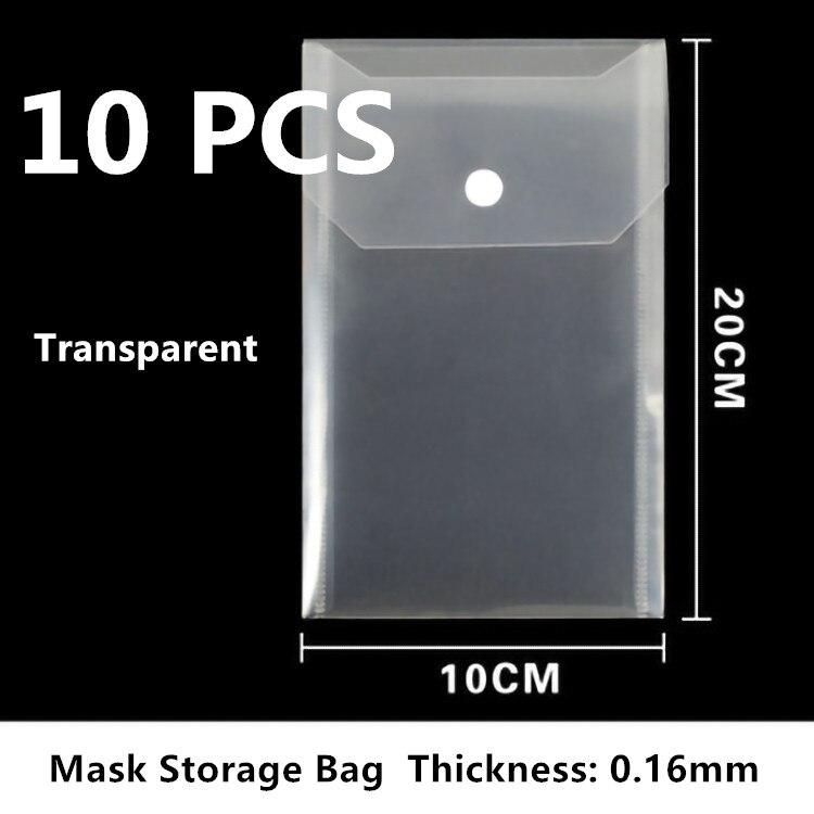 10 stk anti-støv maske opbevaring bærbar pvc maske clips engangs ansigtsmaske opbevaring kuffert beholder sammenfoldelig genbrugsmaske holder: 10 stk 04